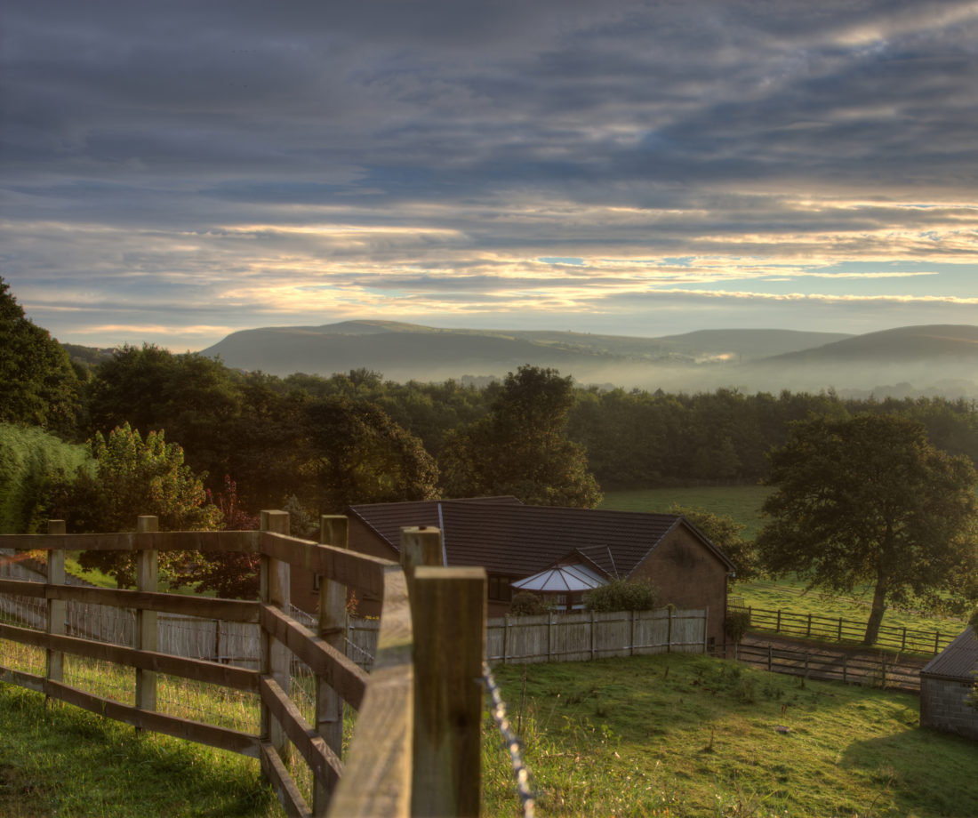 Daybreak over Welsh farm