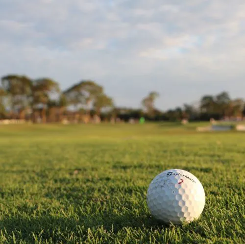 Golf ball on a course